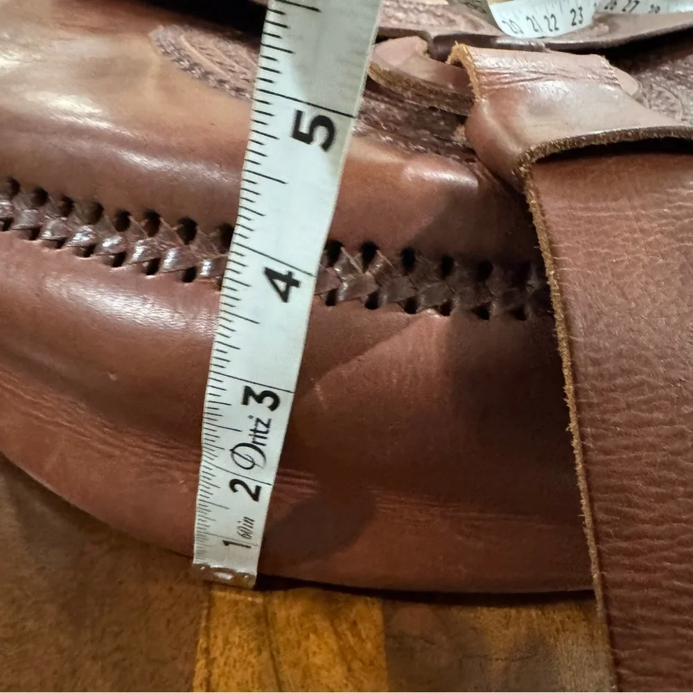 Vintage Tooled‎ Leather Saddle Crossbody Purse Boho Moroccan